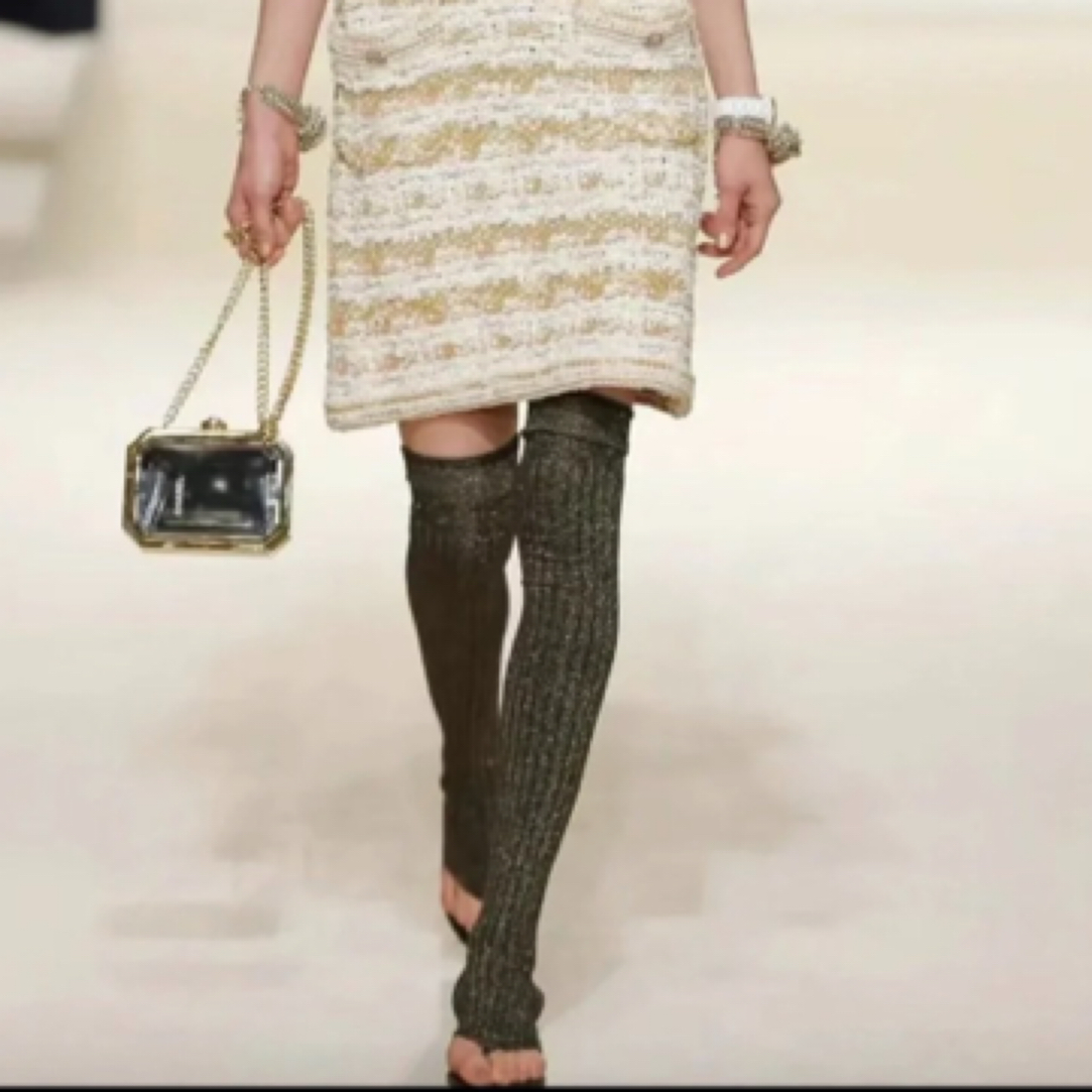 全新未使用 Chanel/香奈儿 走秀款 针织袜套凉鞋36.5码ysc0637