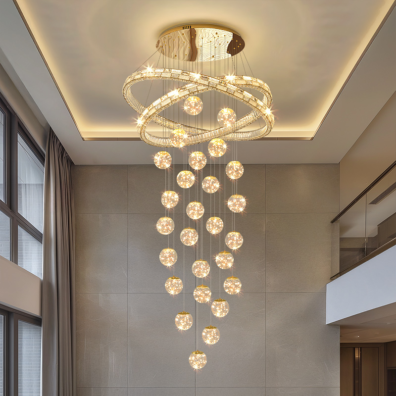 别墅水晶楼梯吊灯轻奢现代简约复式楼loft公寓挑高2025新款客厅灯