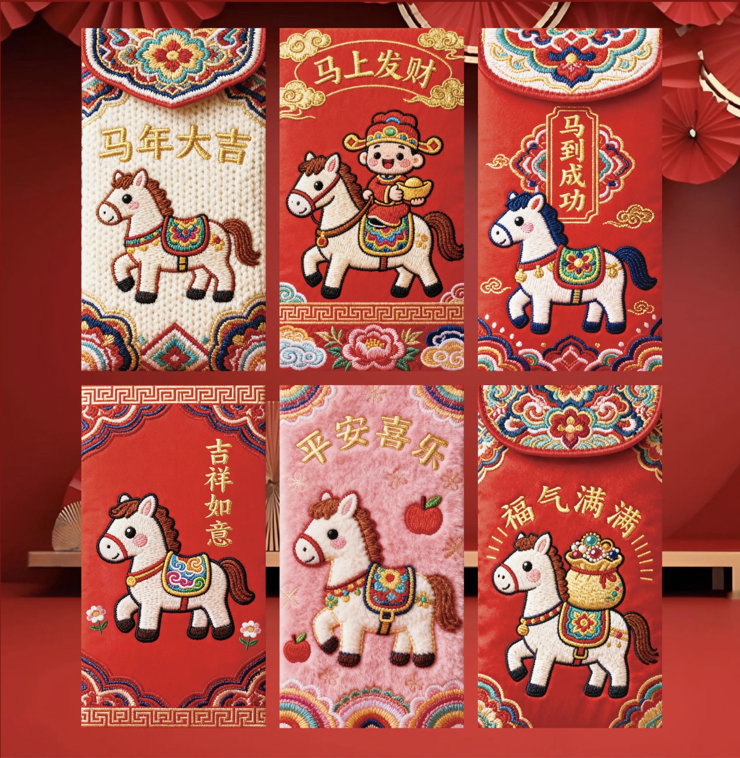 立体仿真刺绣马年生肖红包2026新款高颜值红包袋新年春节利