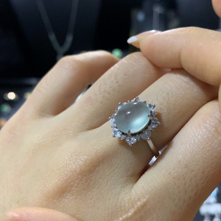 翡翠银S925镶嵌戒指