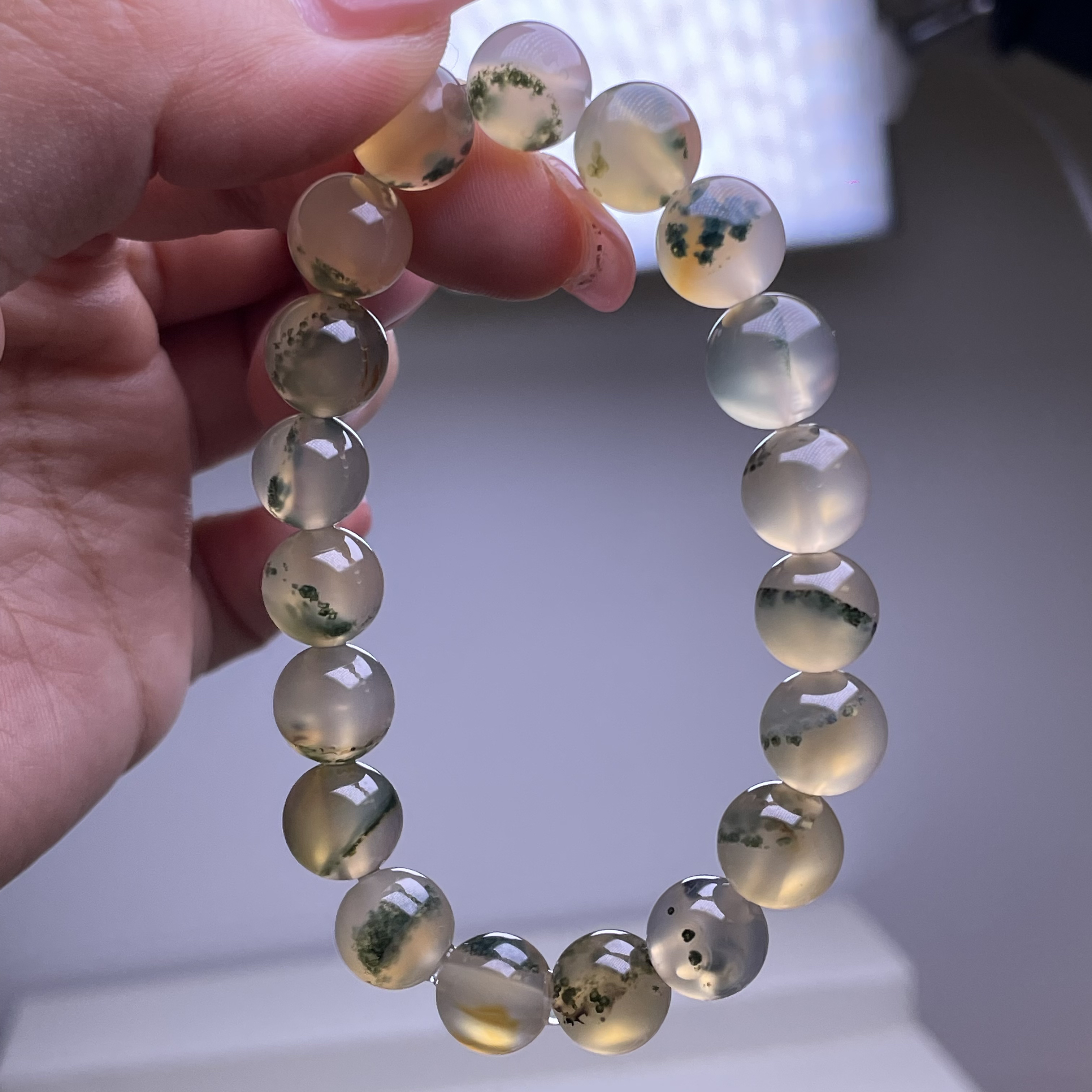 天然玛瑙绿纱手串