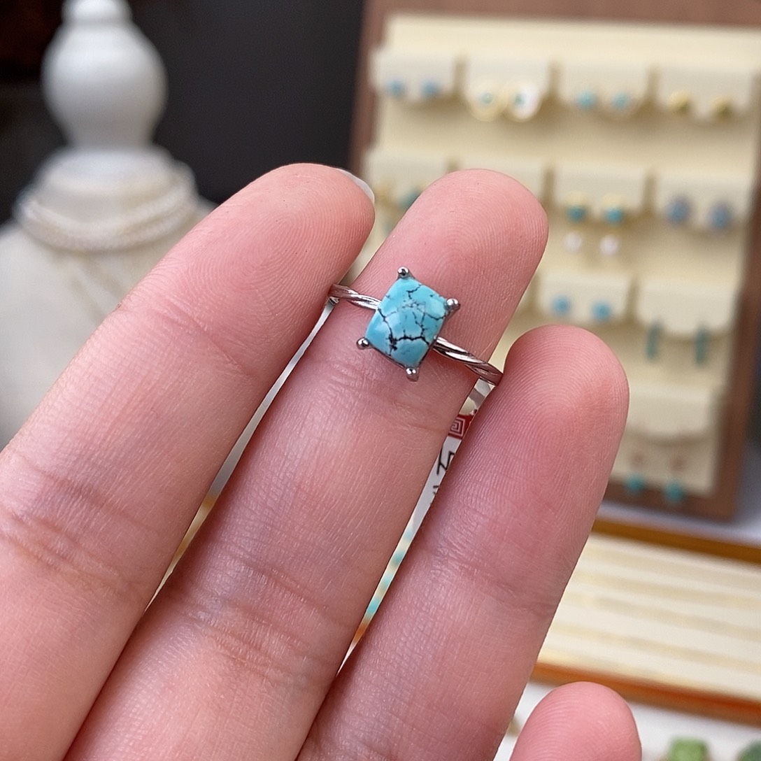 绿松石戒指银S925镶嵌