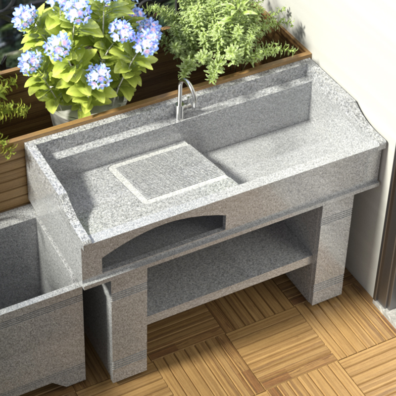 天然石材大理石洗衣池户外阳台庭院洗手台洗衣池一体柜带搓衣板