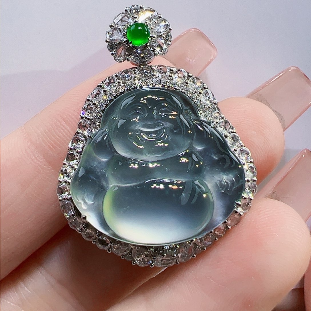 翡翠吊坠(不含链)18K金镶嵌吊坠