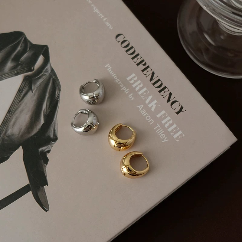 钛钢耳饰 素圈耳扣耳钉耳骨环耳圈女简约金色欧美高级水滴耳饰