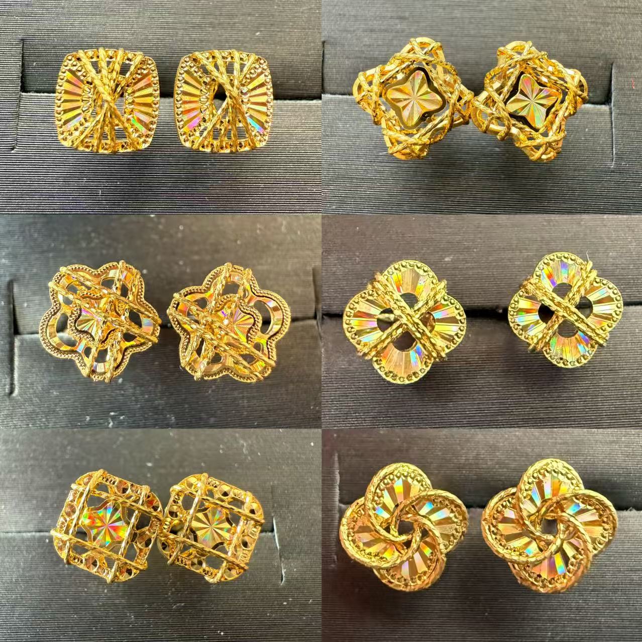 【2025年爆款赛菲尔炫彩新品】七彩爆闪黄金耳饰耳钉合集足金器