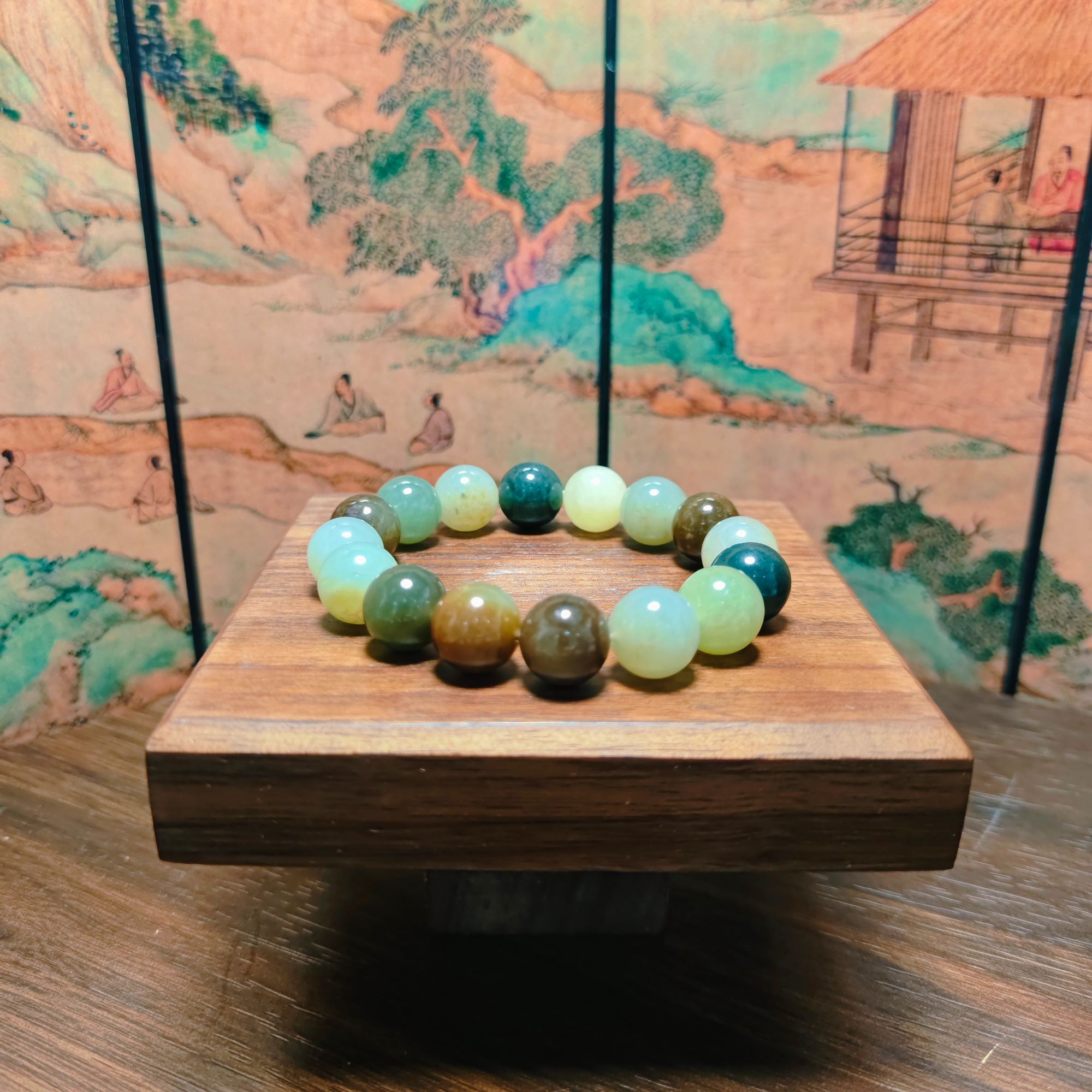 A和田玉多宝圆珠手串（卡12）0261