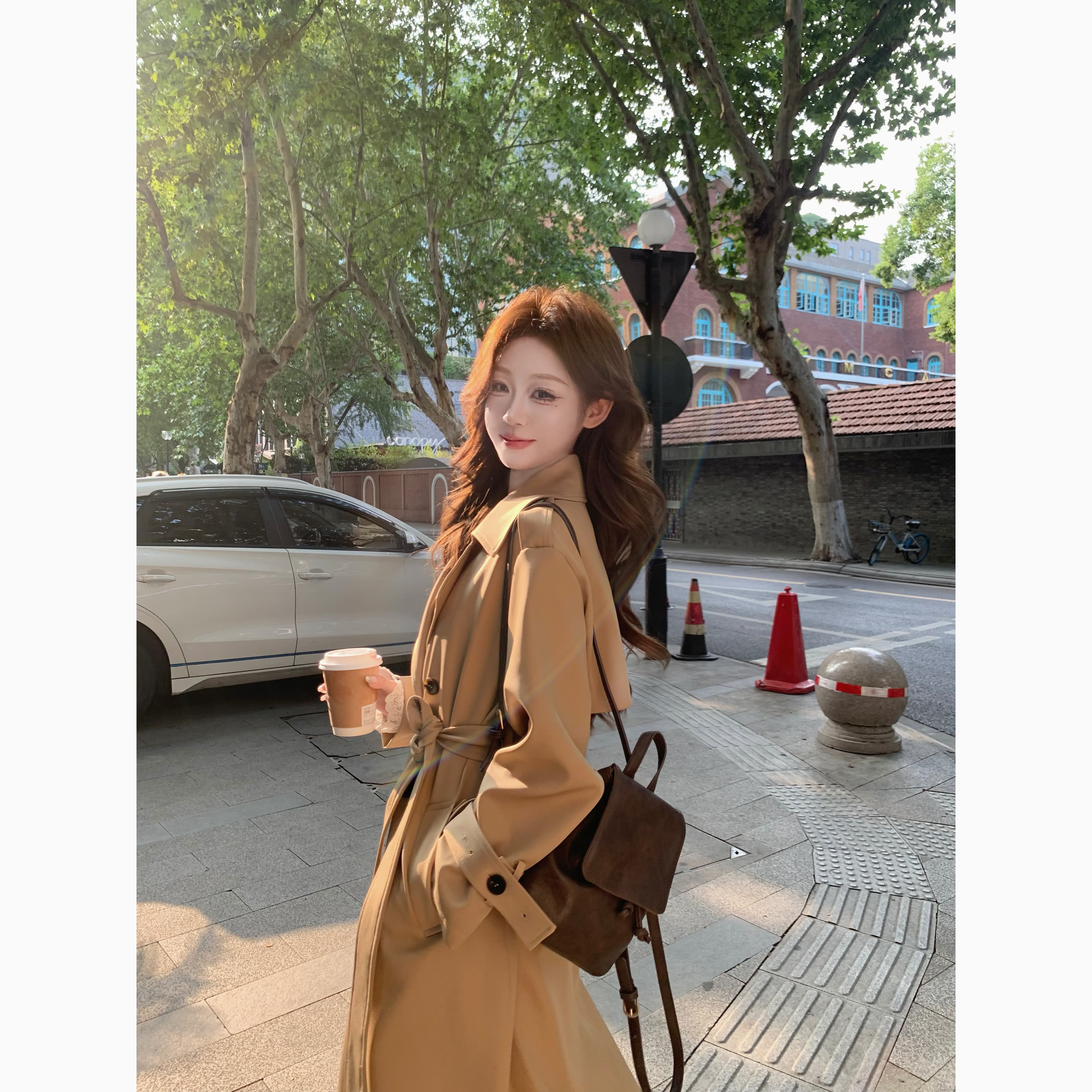 【秋日慕斯】UM家2025秋新款高级感双排扣长款春秋英伦风风衣外套女