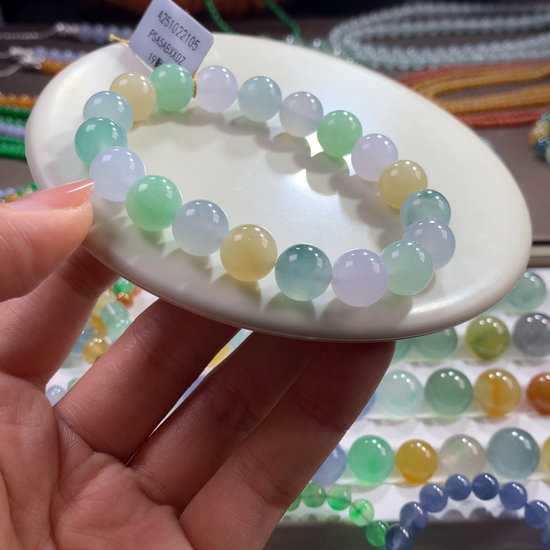 翡翠未镶嵌手链胶润细腻多宝卡10