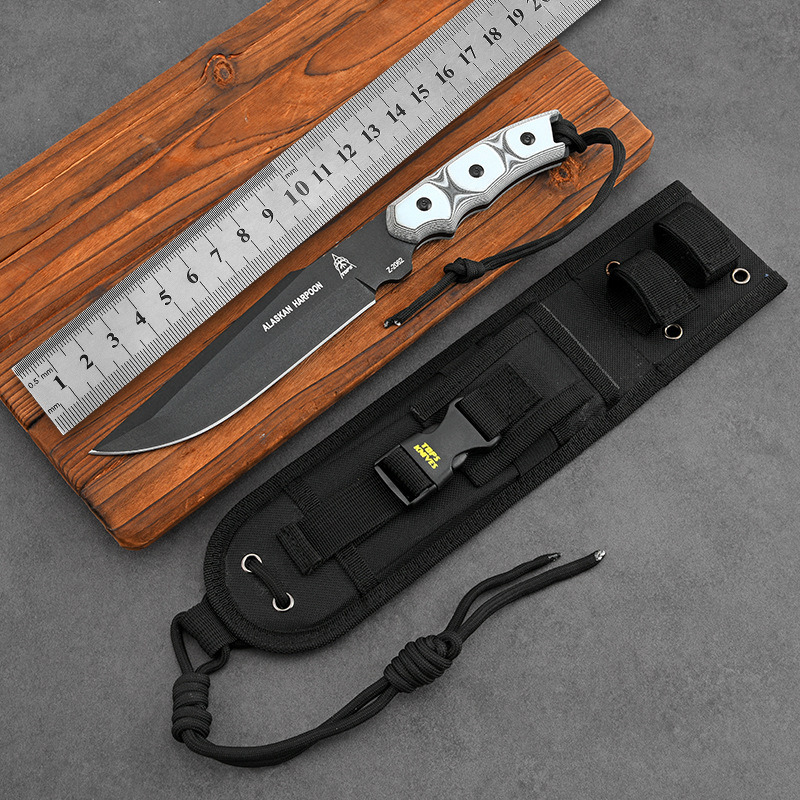 户外露营小直刀野营登山刀高硬度一体多功能野外烧烤水果刀