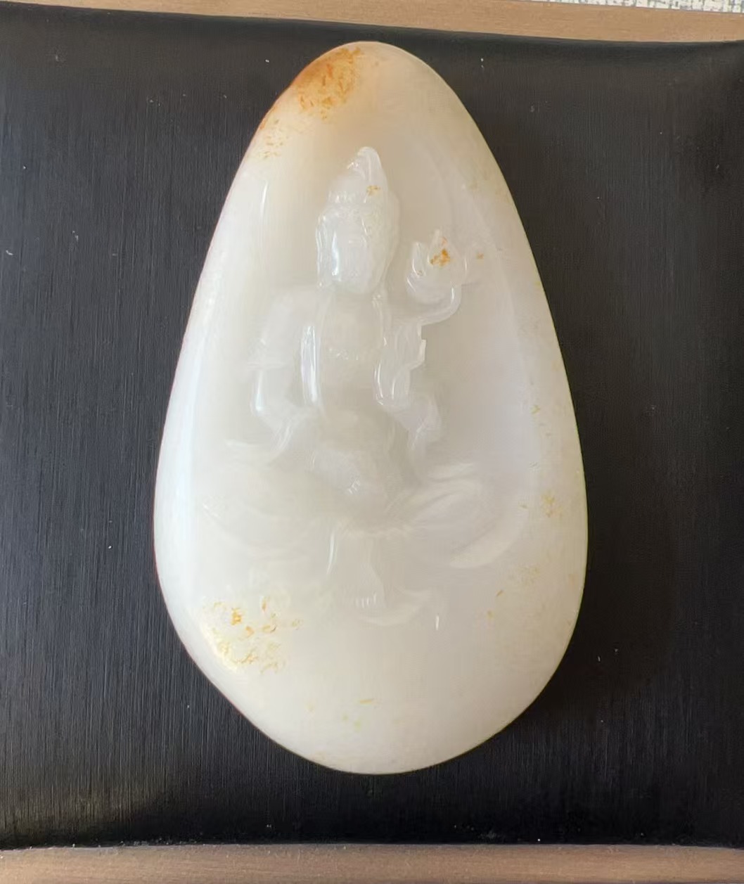 新疆和田玉苏工精雕平安吉祥观音51.6克  