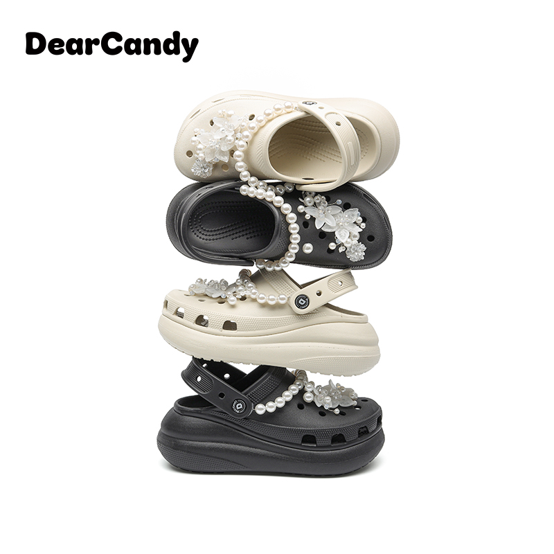 Dear Candy花朵包头休闲女韩版洞洞鞋凉鞋拖鞋城市游牧风250765