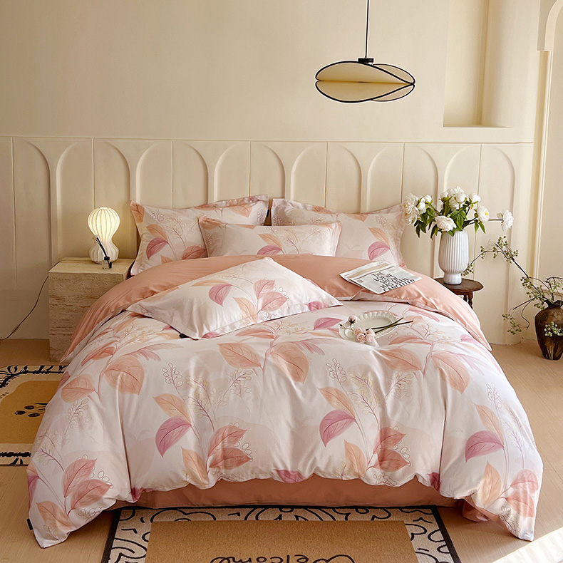 加厚轻奢时尚斜纹纯棉印花被罩花边床单全棉家纺床上用品四件套