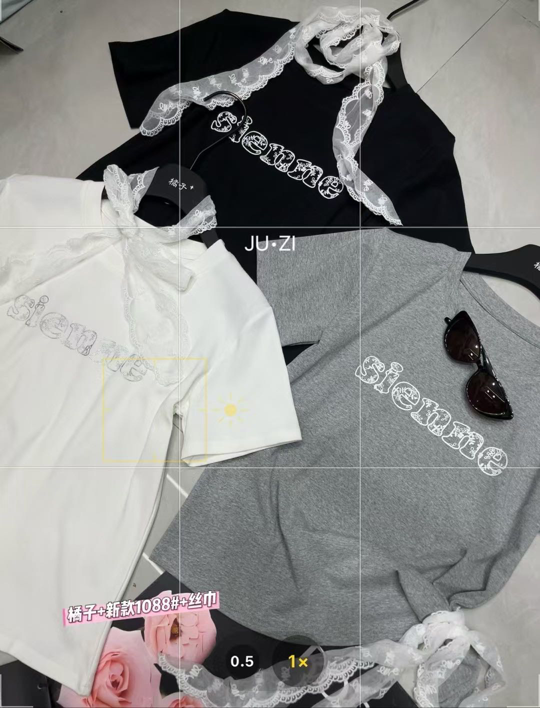 珍姐家戴丝巾圆领短袖1088货号