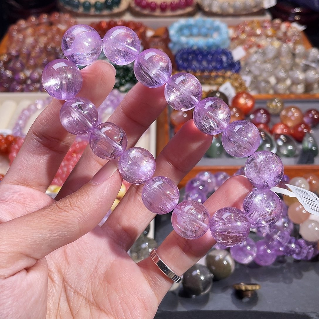 锂辉石未镶嵌手串收藏级紫锂辉15