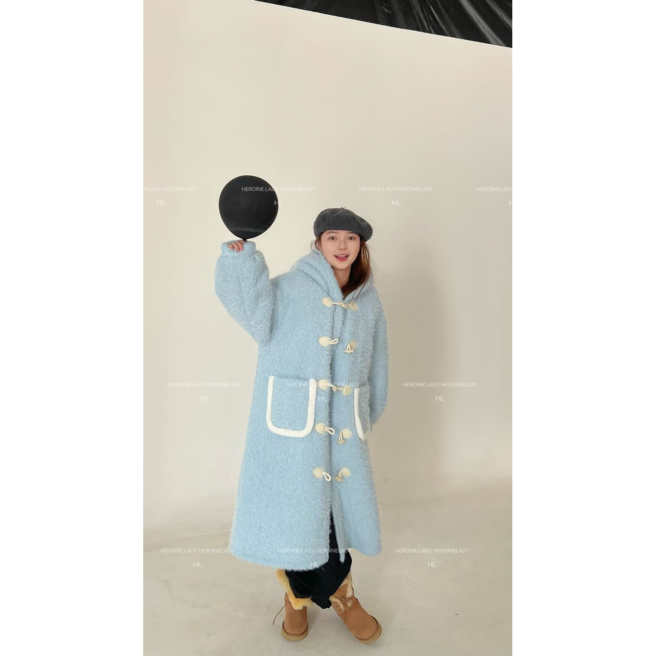 【乖萝】HL秋冬连帽慵懒宽松百搭不挑人可爱纯色长款外套加厚棉服
