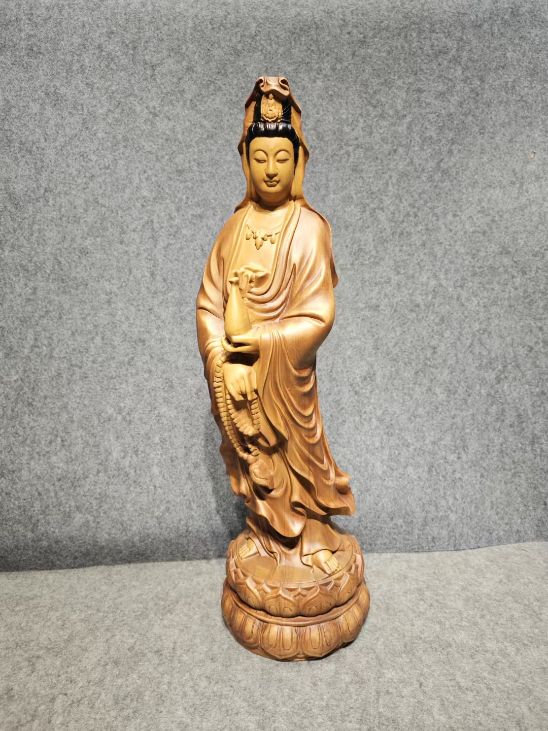 木雕观音菩萨 非洲楠木 长20宽20高65cm