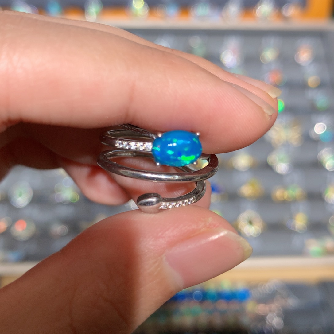 银S925镶嵌欧泊欧泊戒指y