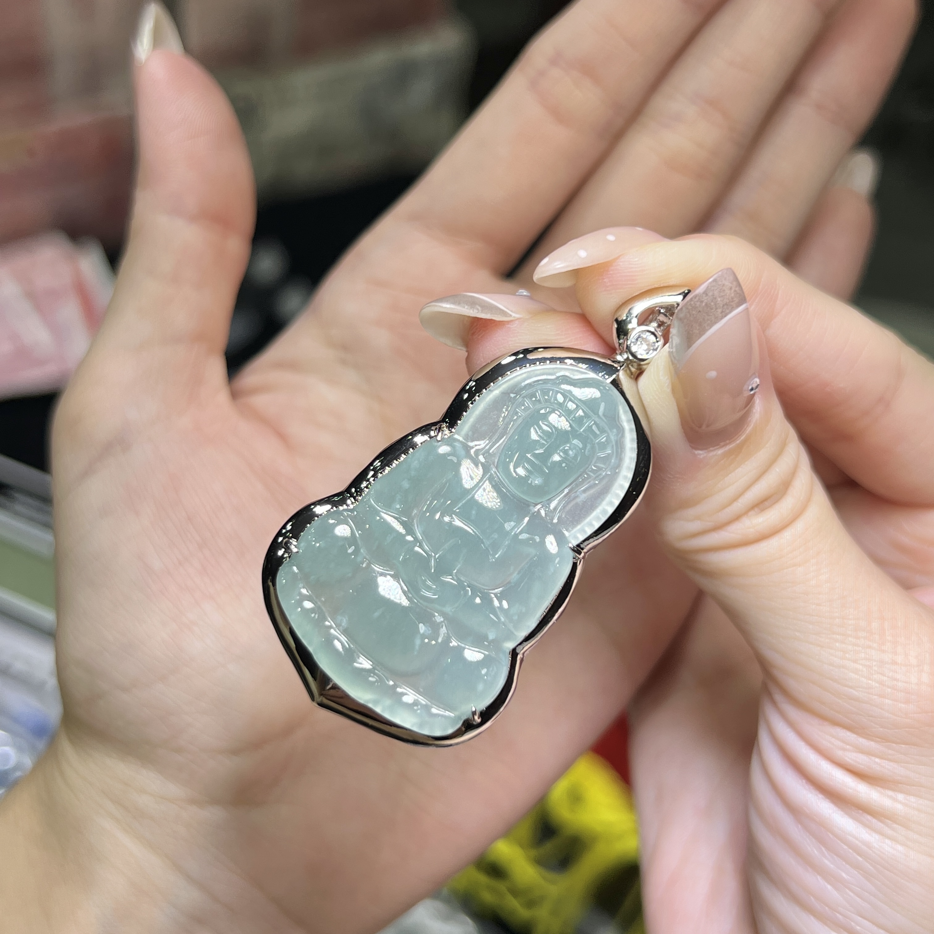 【红旭明玉】天然翡翠A货蓝水观音吊坠 多样性发一件