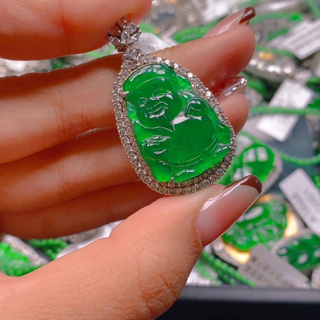 翡翠颈饰银S925镶嵌8888888888888