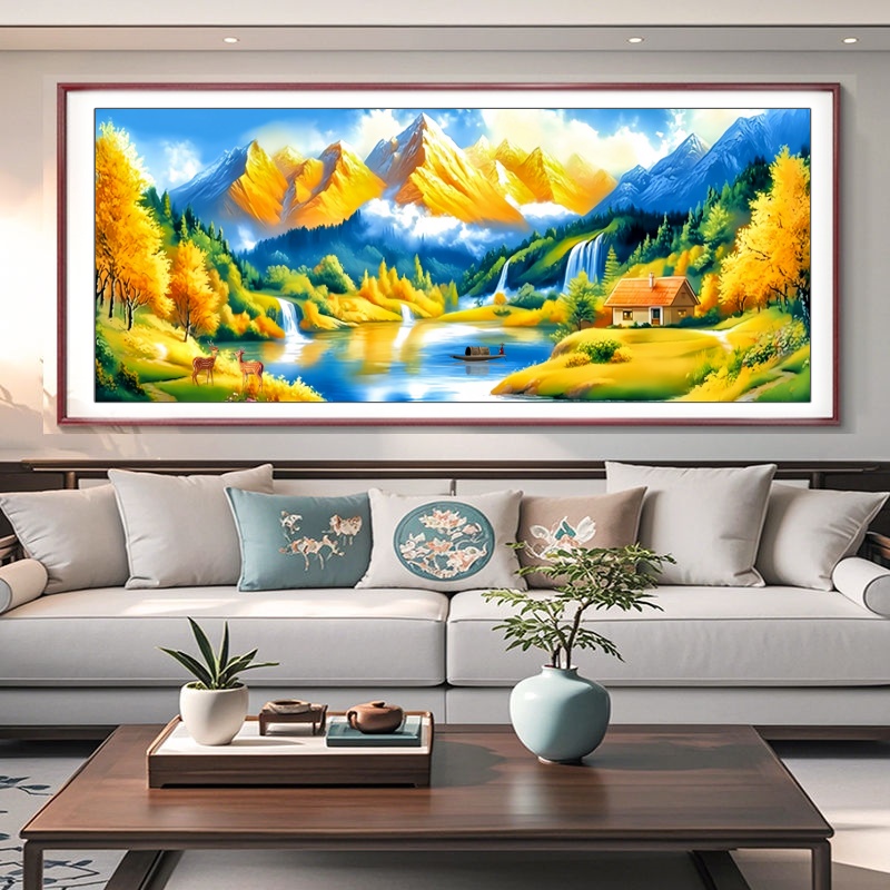 【针情针艺定制】日照金山福禄靠山十字绣2025新款高档大气山水35色