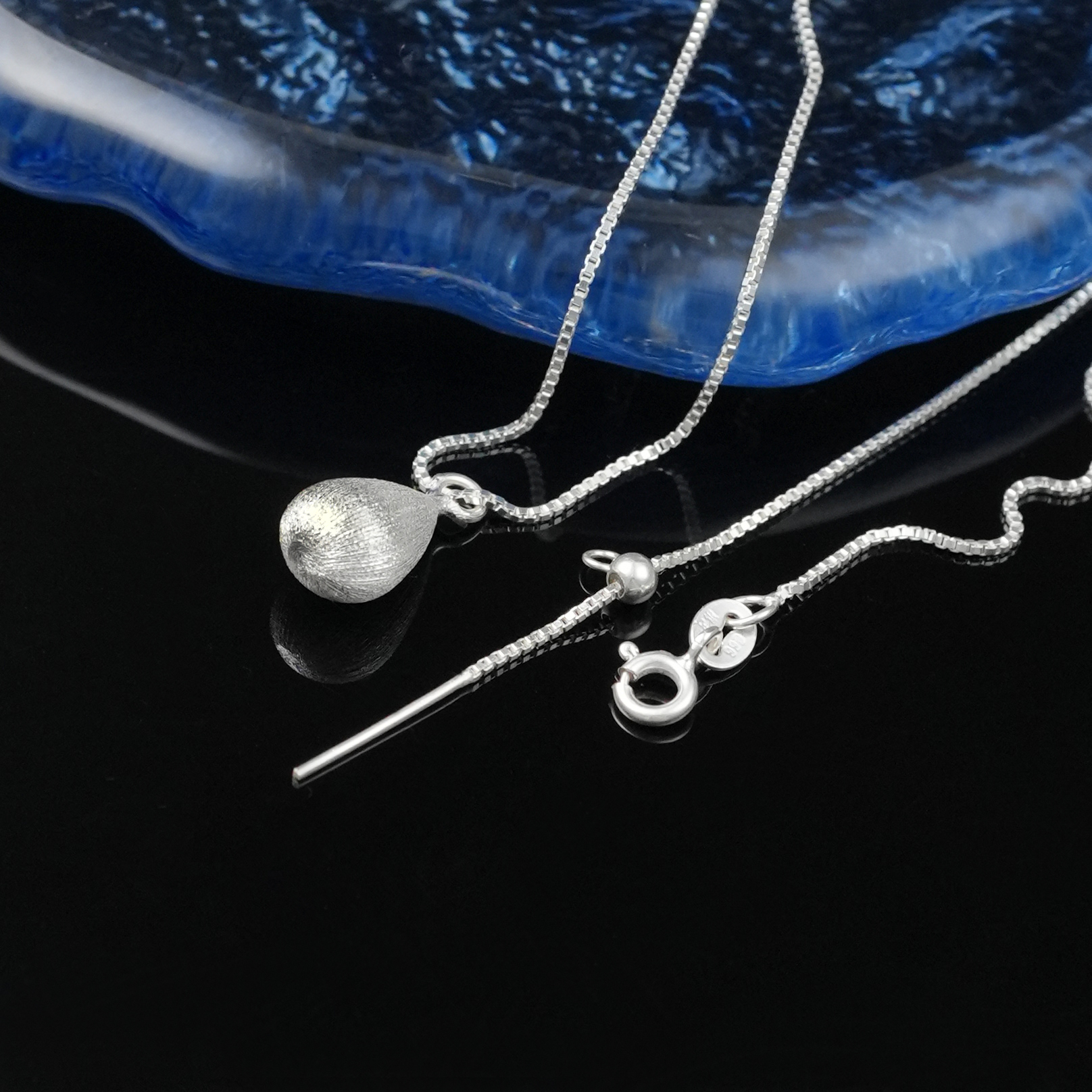 坠链均足银 【水滴项链】黔喜银饰手工时尚简约精致