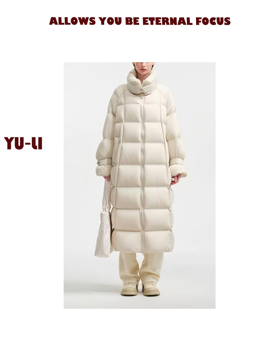 YU•LI【轻盈泡芙】立领长款肯豆系列女冬新款白鸭绒韩版加厚羽绒服