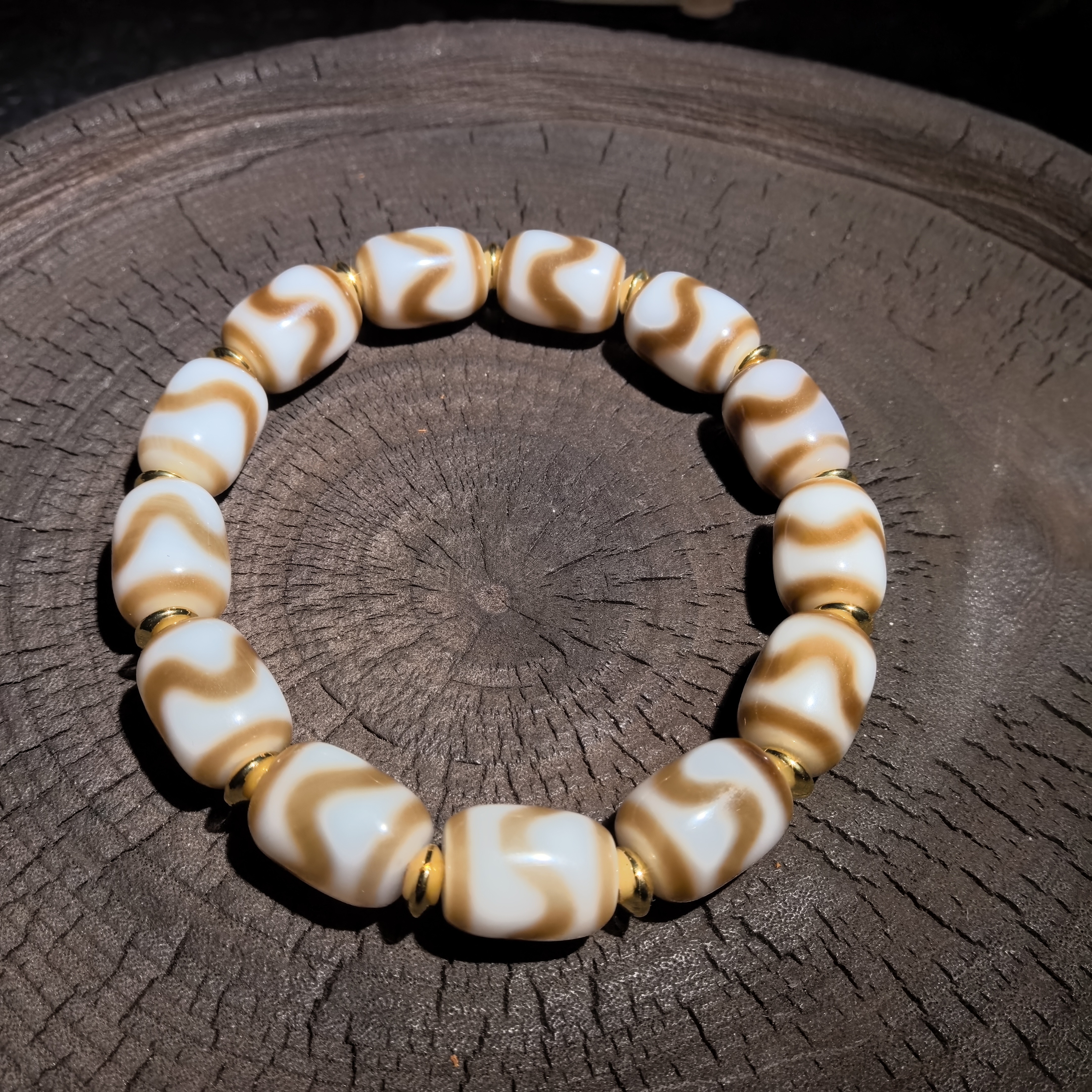 吉晟 渗透玛瑙天珠虎牙玛瑙手串14/11