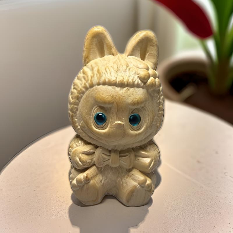 桃木雕刻拉布布摆件家居工艺礼品