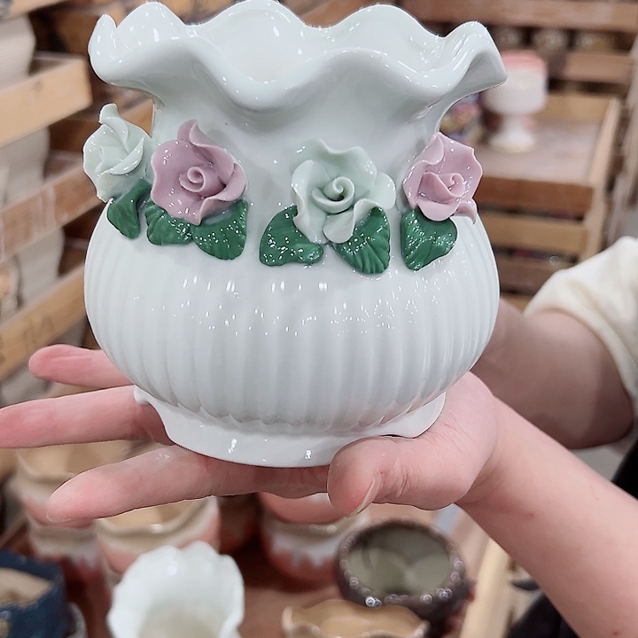 有孔.凑满10元发货多肉陶瓷花盆！