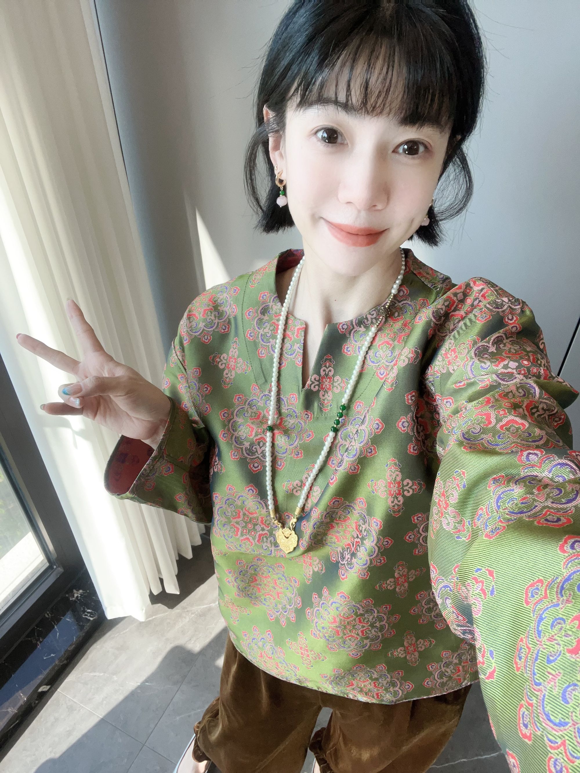 【锦悦】新中式国风织锦宝相花时尚气质复古秋季小衫上衣