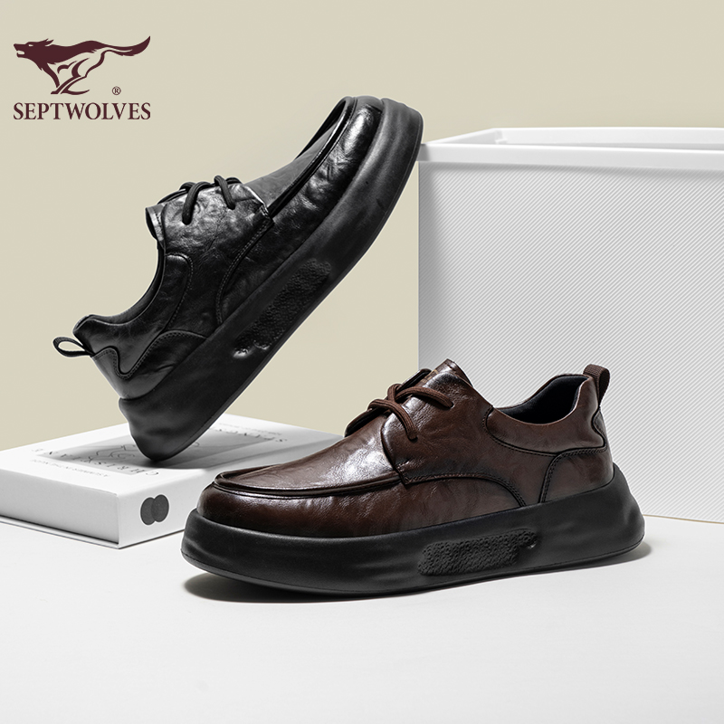 七匹狼25年春夏新款软底软面通勤百搭轻量轻防水防滑复古休闲皮鞋商品图