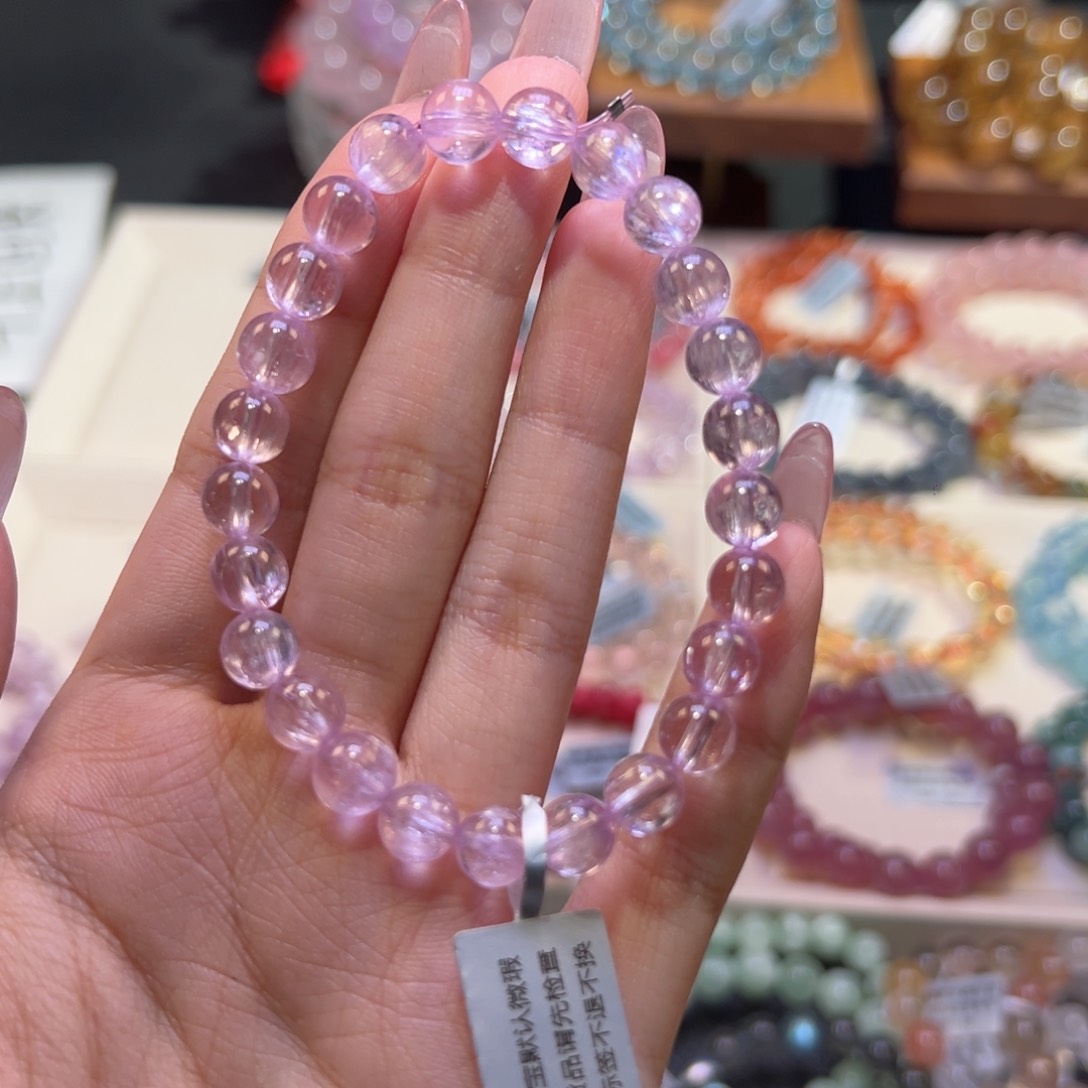 水晶手串未镶嵌R****y7m祖宗级拉丝紫锂辉