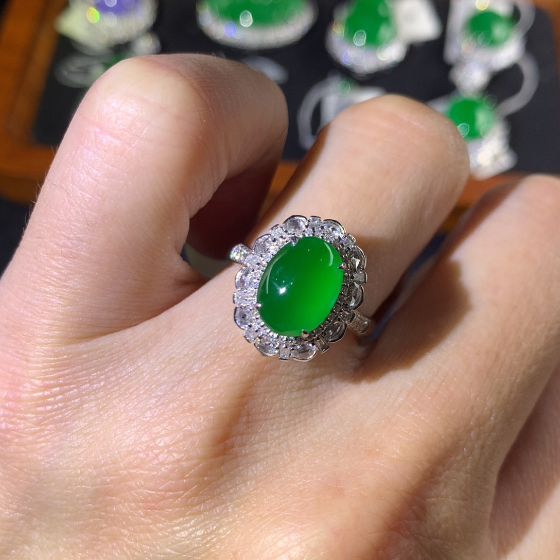 翡翠18K金镶嵌戒指两用款