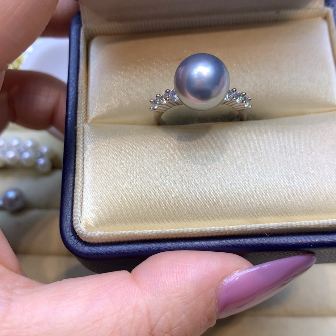 银S925镶嵌戒指海水珍珠