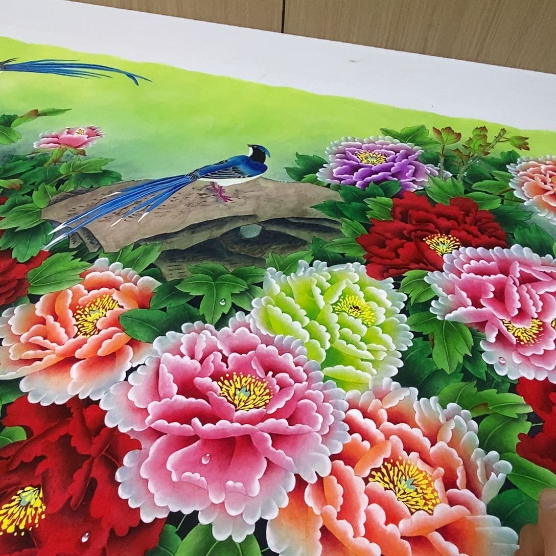 国画手绘工笔牡丹