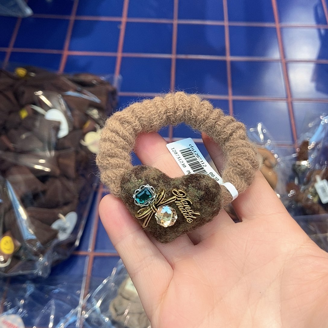 布艺铁合金爱心头绳新款