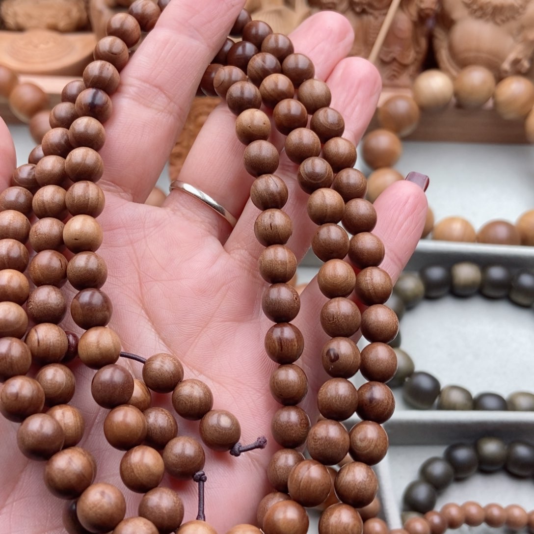 檀香木手串/手链专****练老山檀黑肉奶香瑕疵念珠