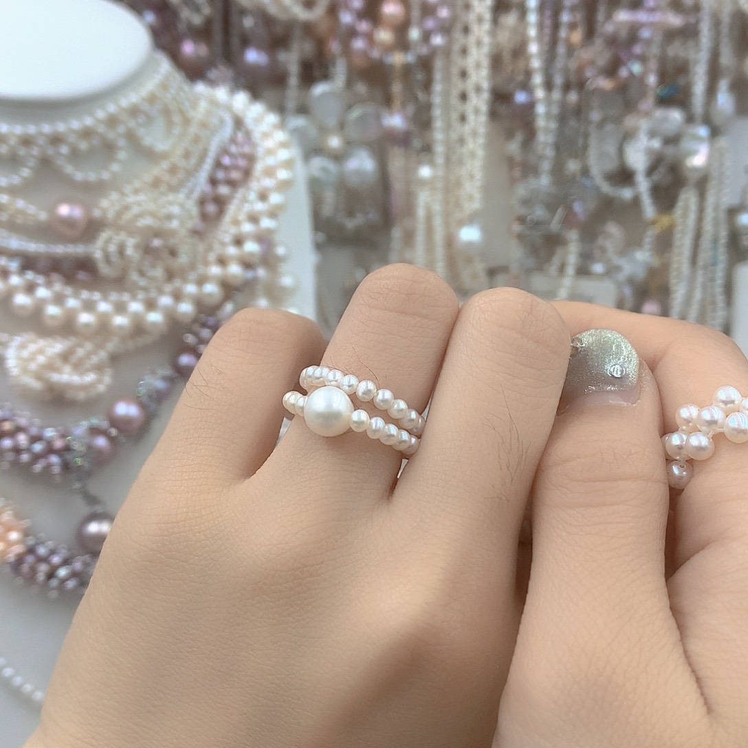 银S925镶嵌淡水珍珠耳饰