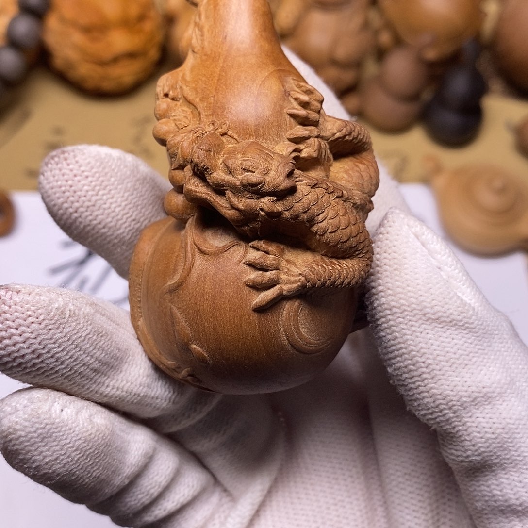 卐***卍檀香木吊坠盘龙葫芦