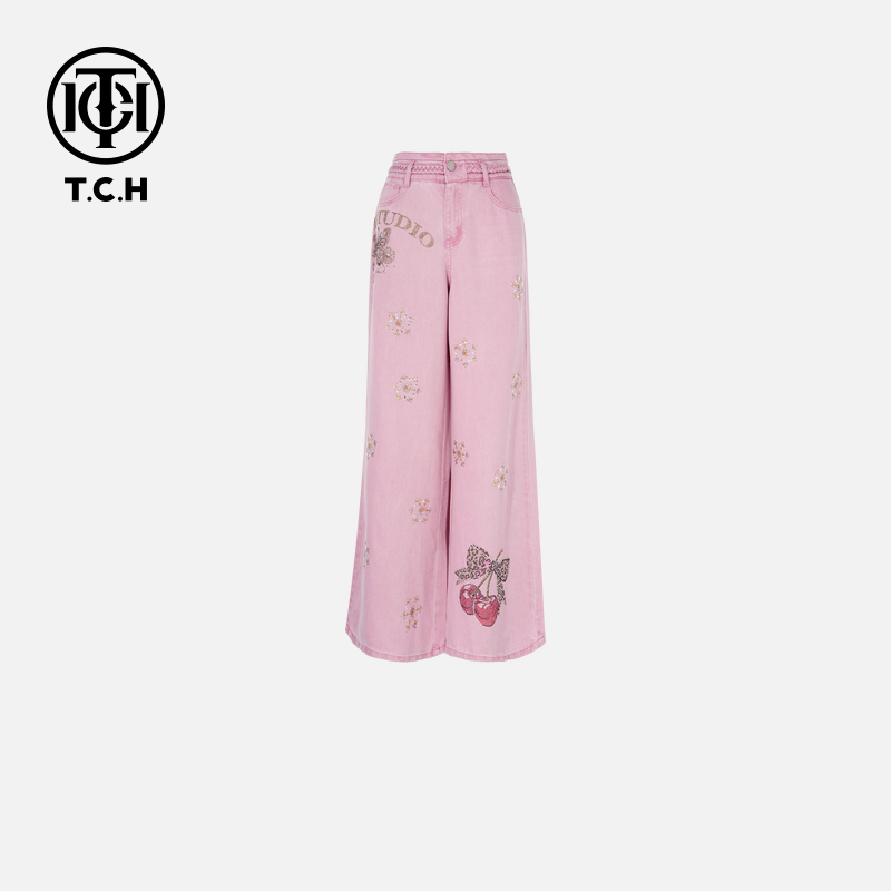 TCH私服烫钻工艺时尚休闲百搭气质舒适长裤女T75C20E1001轻奢tch