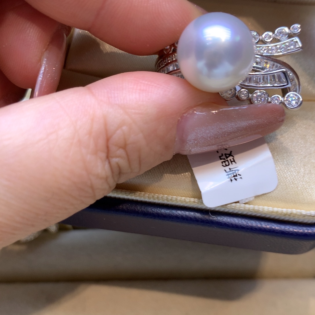 银S925镶嵌戒指海水珍珠