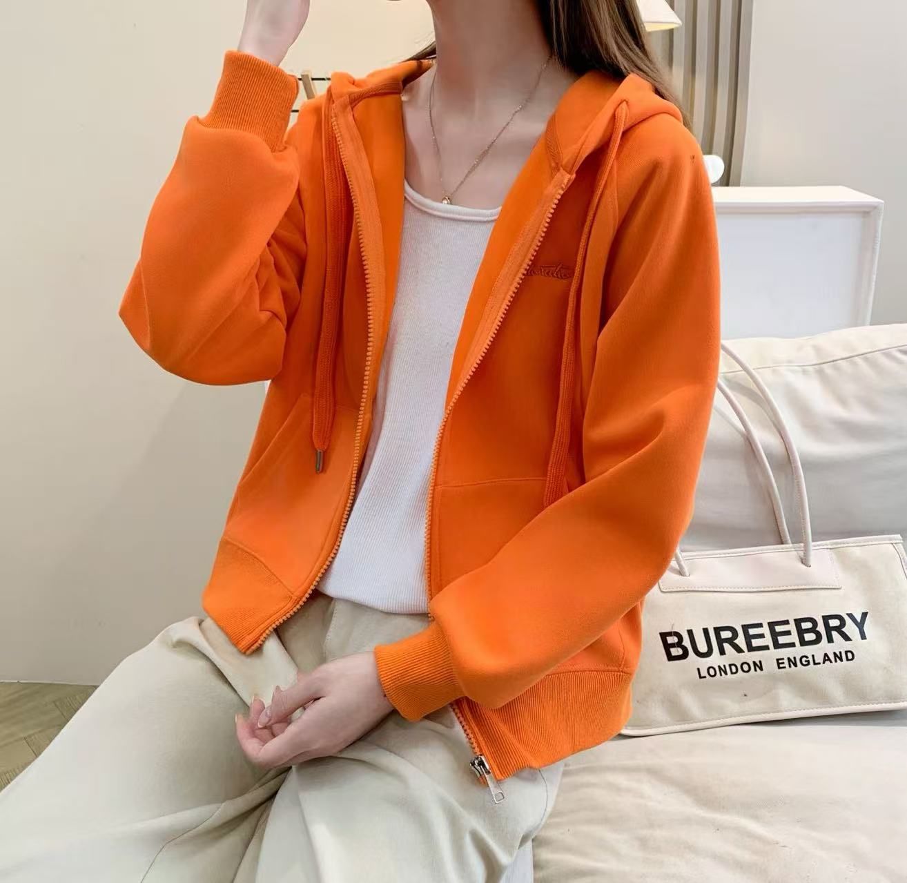 蕉蕉【繁花】春秋韩版时尚休闲百搭纯色连帽外套女