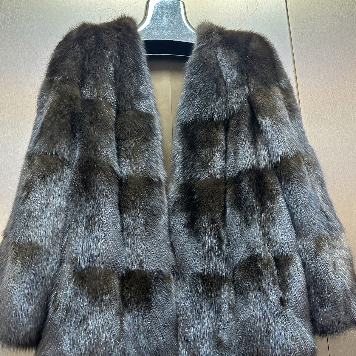 俄罗斯原色皮草大衣外套 V领农夫色