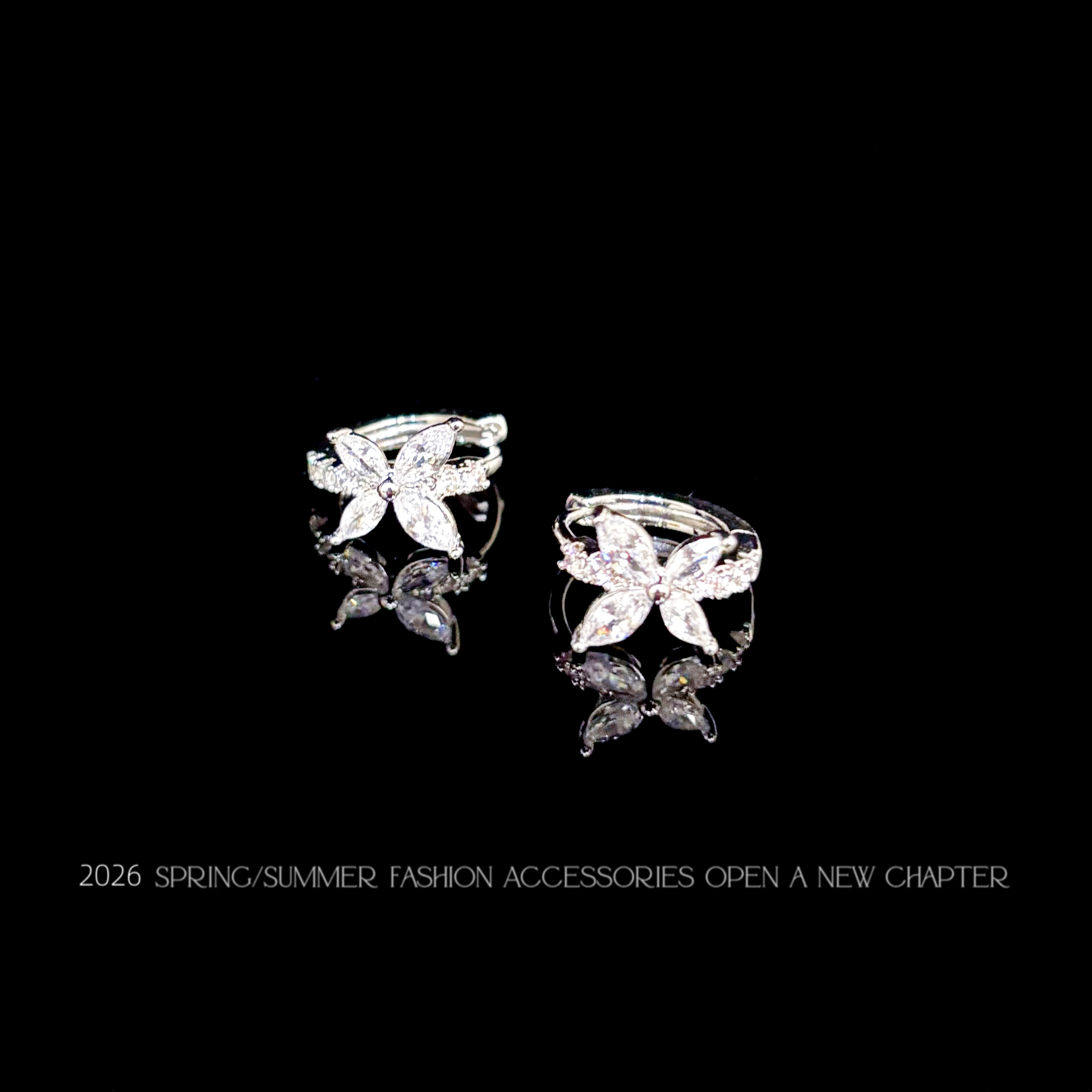 铜合金耳饰 镀白金 2026款G2240【四叶星萤】BOBAOLI 耳环