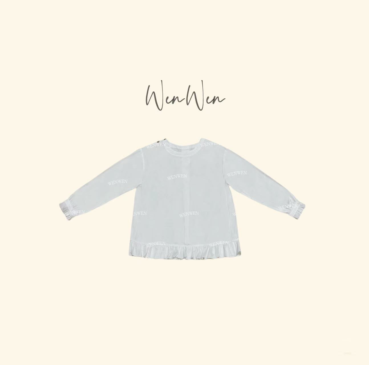 WENWEN-深圳原创【“贵族千金”25早春荷叶花边下摆百搭衬衫】SY0751