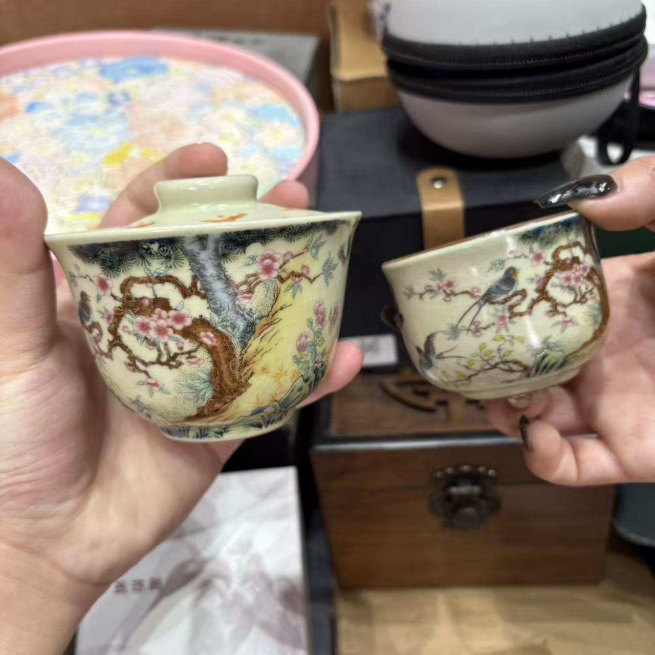 2店【闪购商品】喜上眉梢悬停二才盖碗加杯 mc021