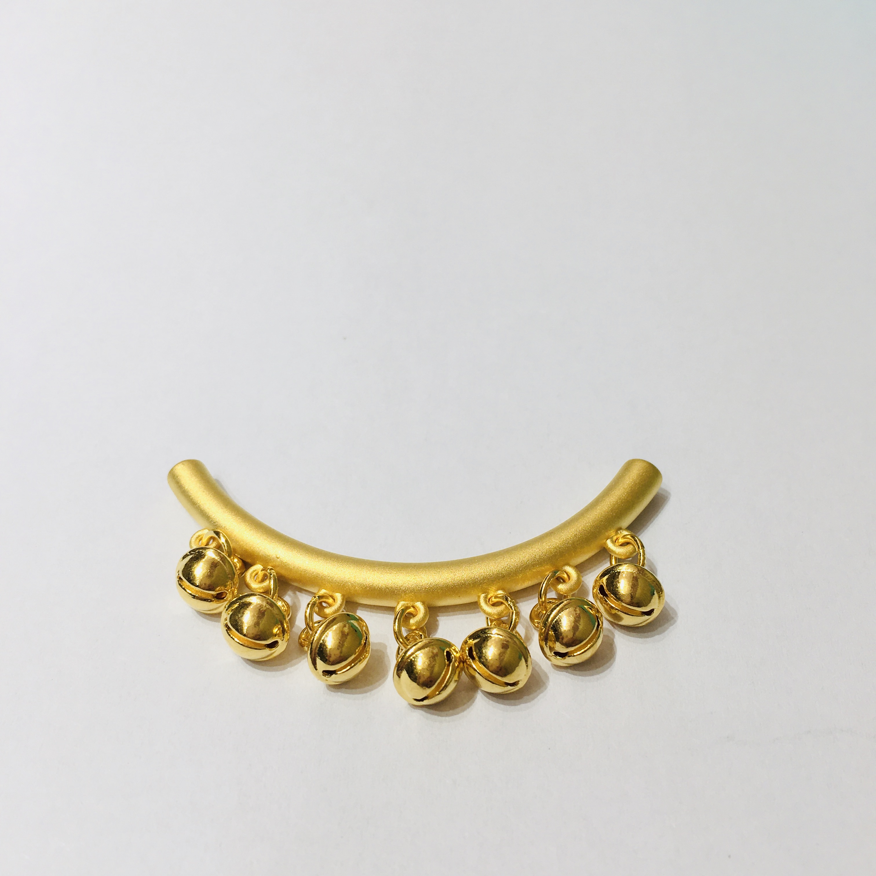 黄金足金3D弯管铃铛吊坠挂坠