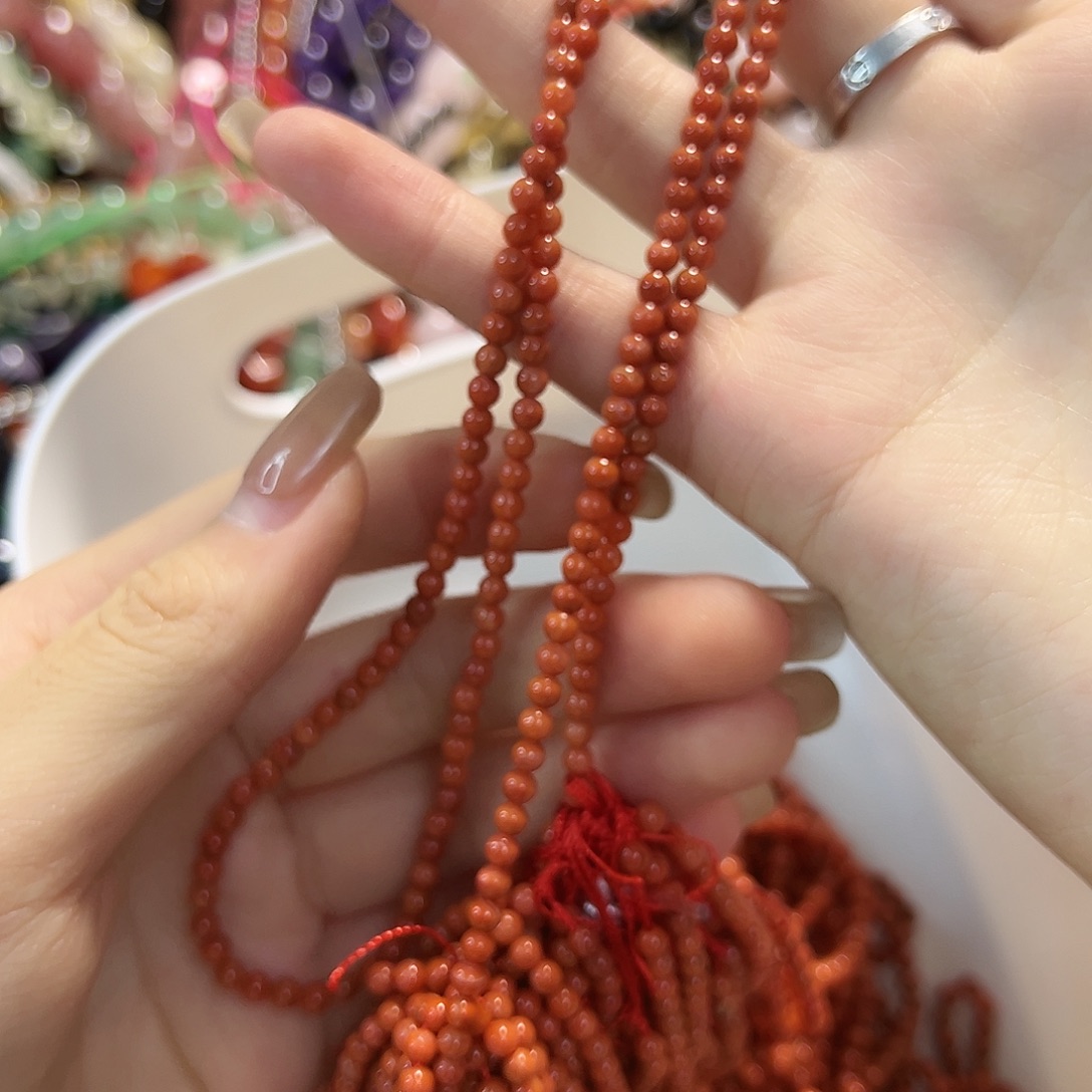 玛瑙/玉髓未镶嵌珠宝半成品7️⃣A满肉南红四圈