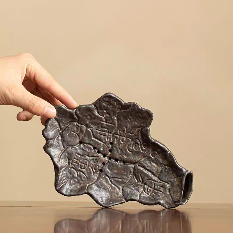 庄大师手作复古备前烧粗陶铁胎泥甲骨文壶承